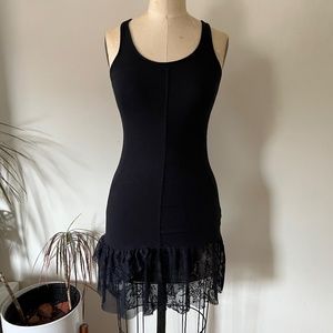 Womens Intimately Free People S-P Black cotton spandex slip ruffle